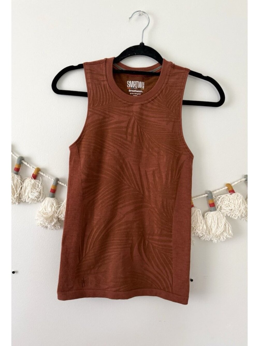 Smartwool Intraknit Active Wool Baselayer Tank Leaf Print Outdoor Performance S